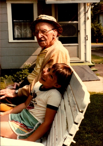 Sox Harrison and a child, Harrison family photographs.