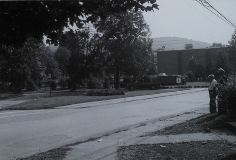 Entrance to campus, Duda World Cultures in background