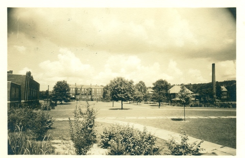 Early campus view including Herron, Dixon, Old Science and Vulcan