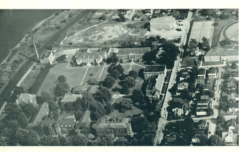 Aerial shot of campus 1950s