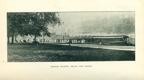 Tennis Court, Train and River