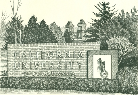 Sketch of California University campus sign