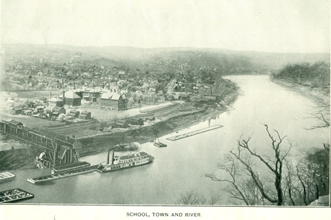 School, Town and River