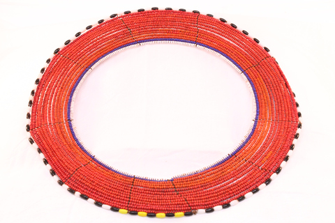 Red beadwork necklace - solid