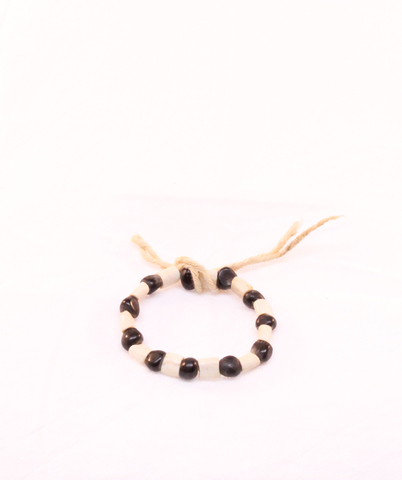 Black and white bead bracelet - string