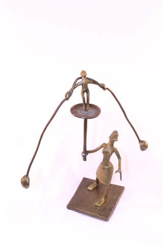 Metal balance statue - 2 piece - view 1: 9" H (possibly brass)