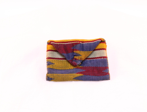 Kente cloth snap pouch: 4" L x 2-1/2" H