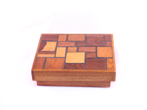 Wooden box with lid - view 1: 6" L x 5-1/2" W