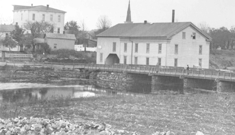 Old Mill & bridge at outlet - about 1900