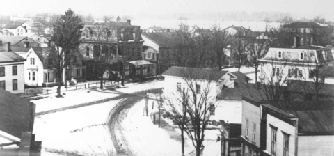 Meadville St. North - before 1900 &street cars - notice Cutler Hotel to upper right