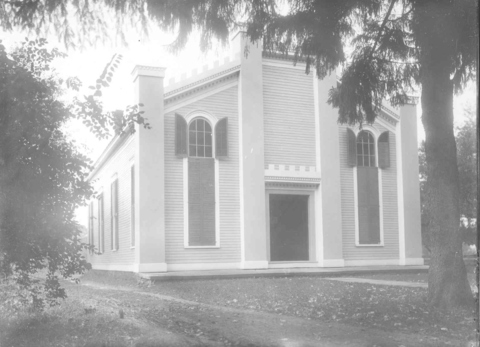 Exterior of present Lutheran Church in 1900/interior view