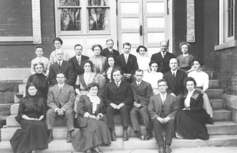 Edinboro Faculty -1913- Ellen Sullivan, Elizabeth Roberts, Annie Wilson, Mary Powell, Mrs. Tanner, P