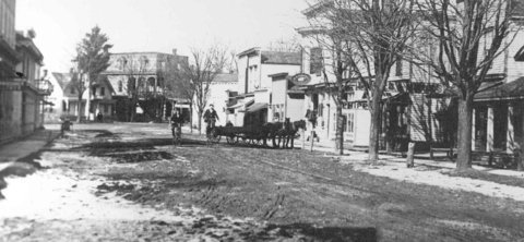 Meadville St. before 1895 in high wheel bicycle days