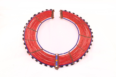 Red beadwork necklace