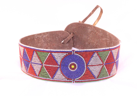 Leather and beadwork belt - view 1