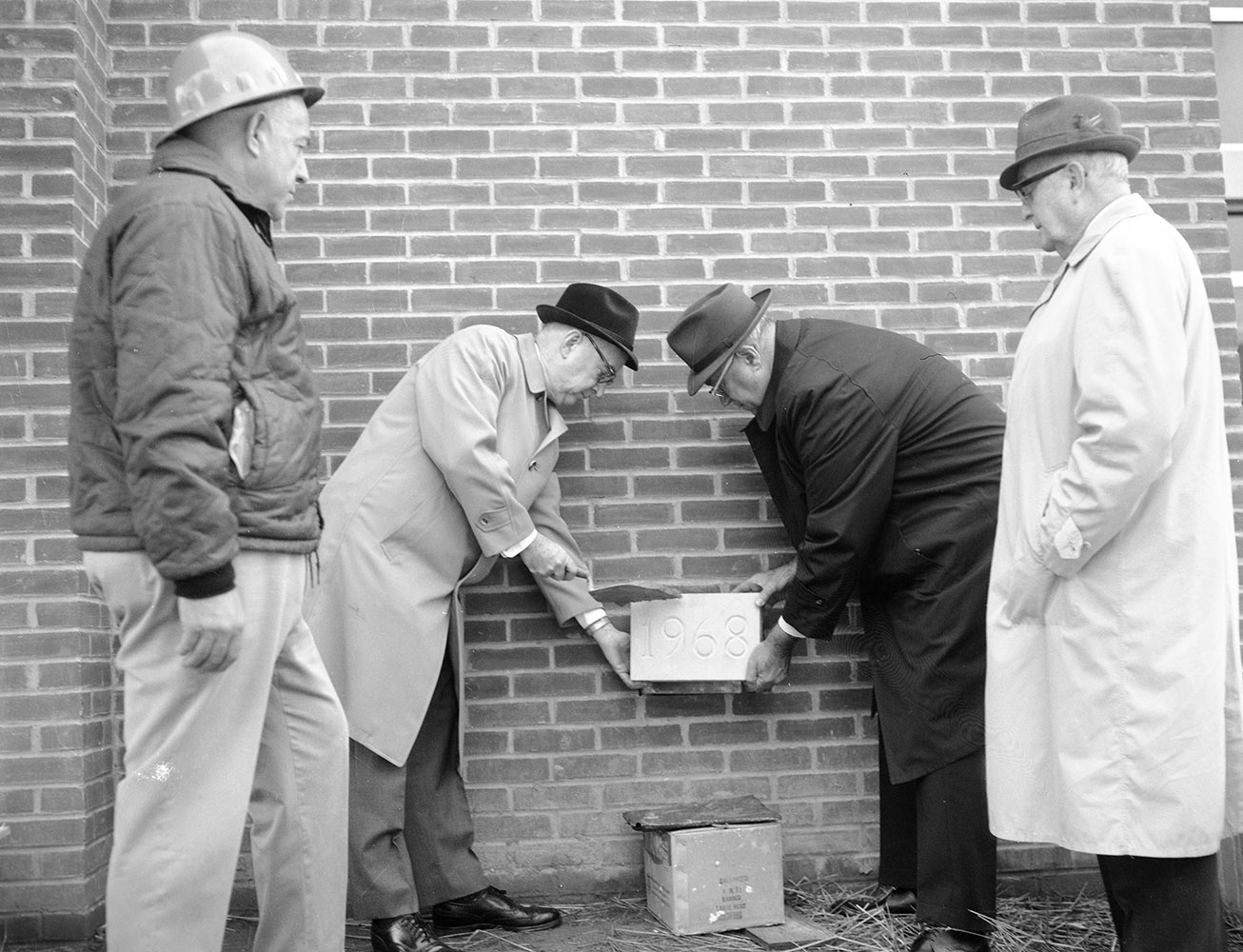 1968-10-29 As part of the dedication ceremony before Hartline was finished, two men, Dr. Harvey A. A