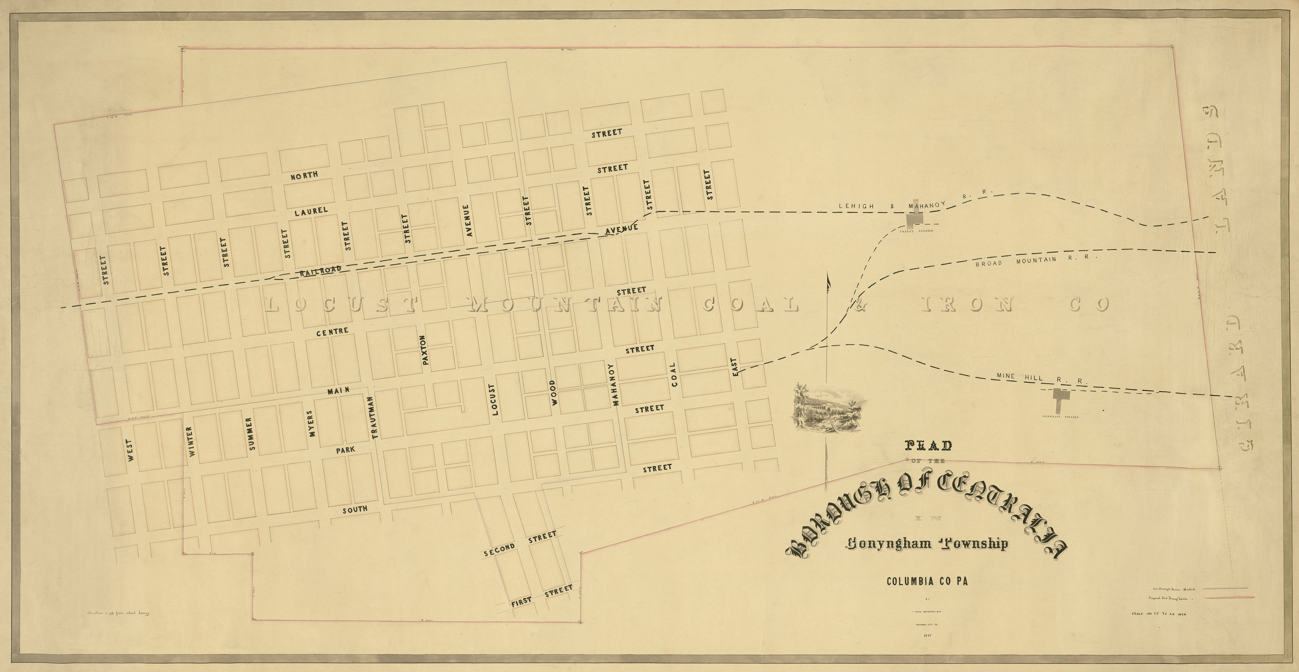 Centralia - Plan of the borough of Centralia in Conyngham Township, Columbia Co. PA
