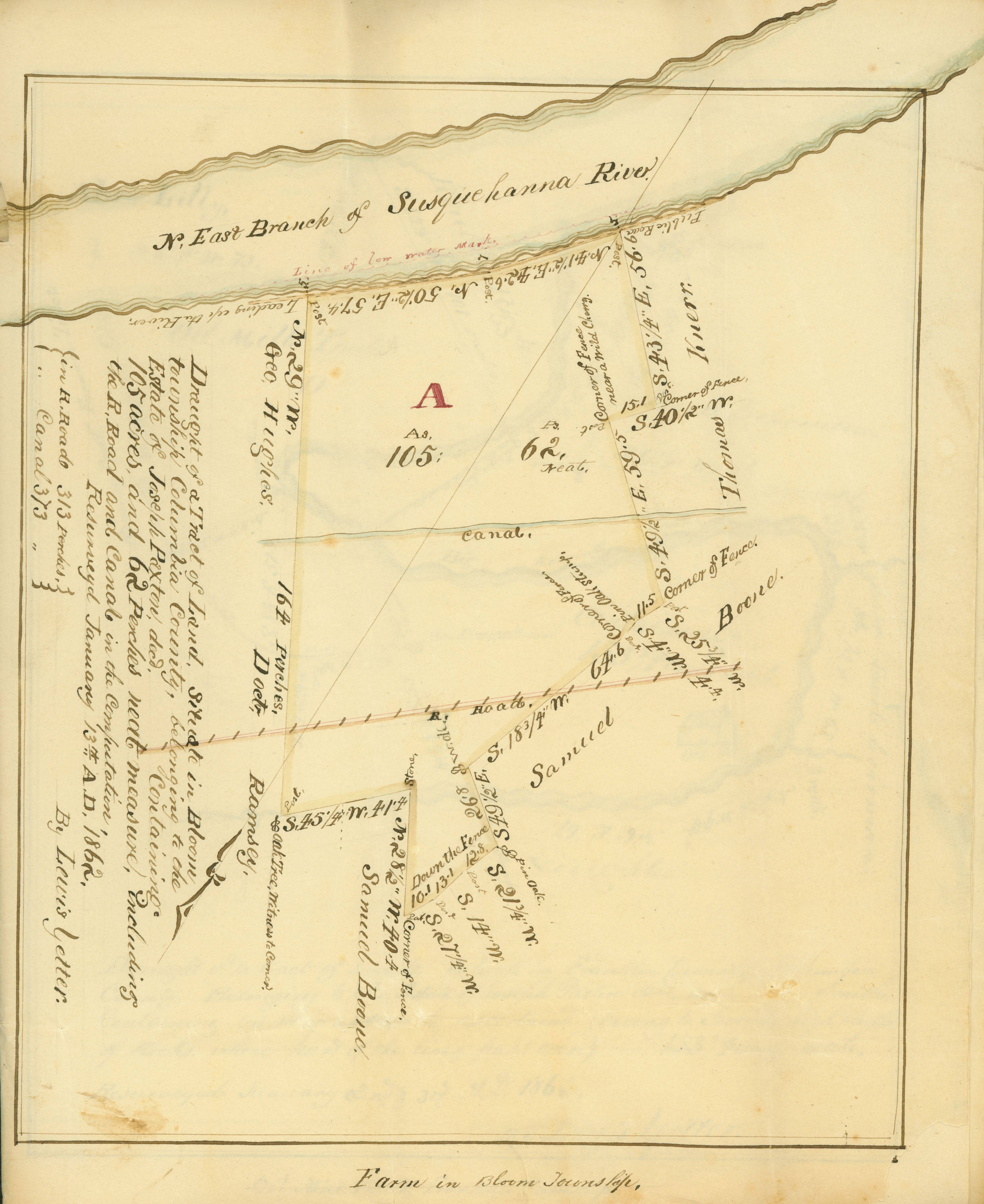 Bloom - Draught of a tract of land, situate in Bloom Township, Columbia County