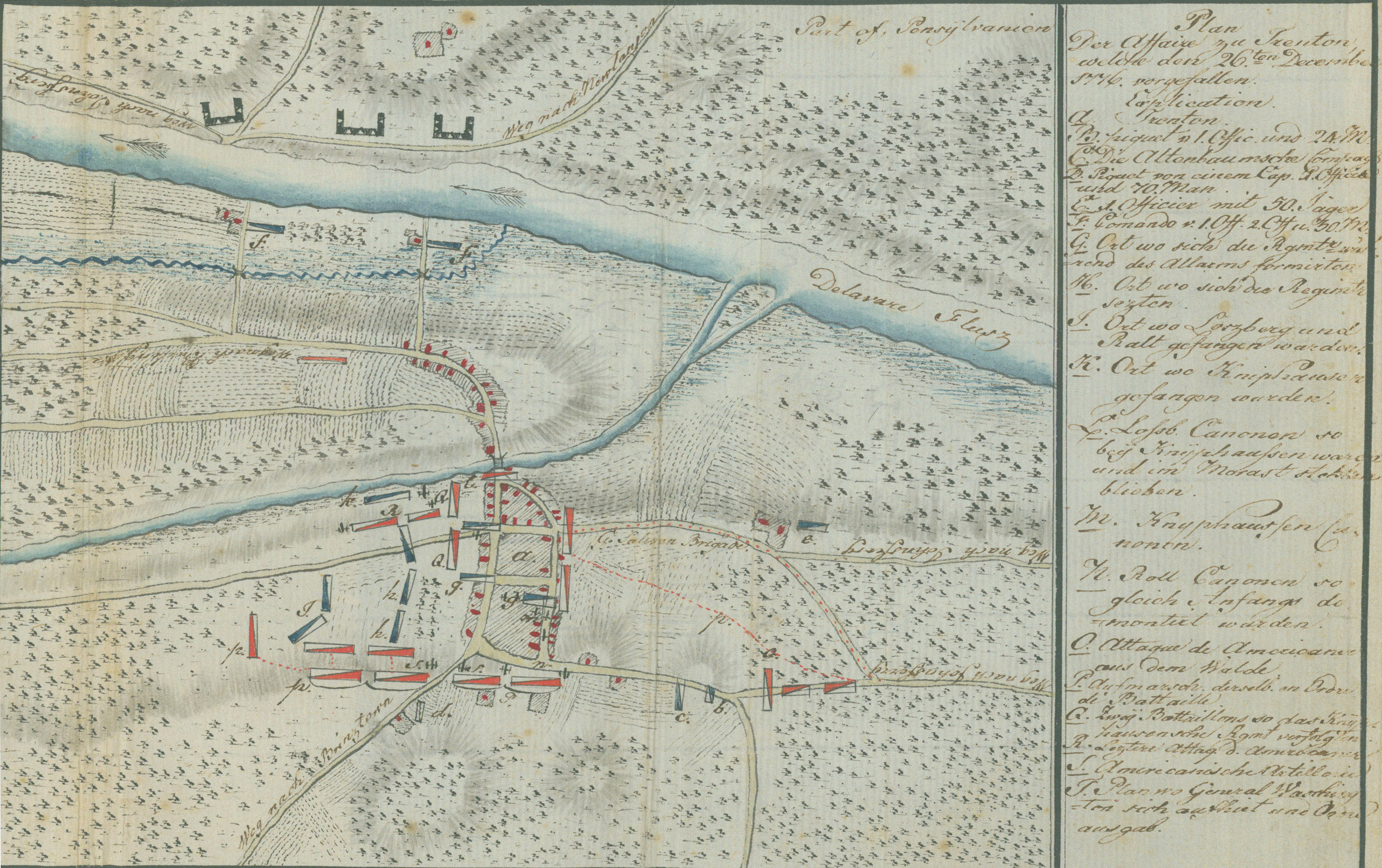 P047 - Plan of the affair at Trenton, which occurred on the 26th of December, 1776