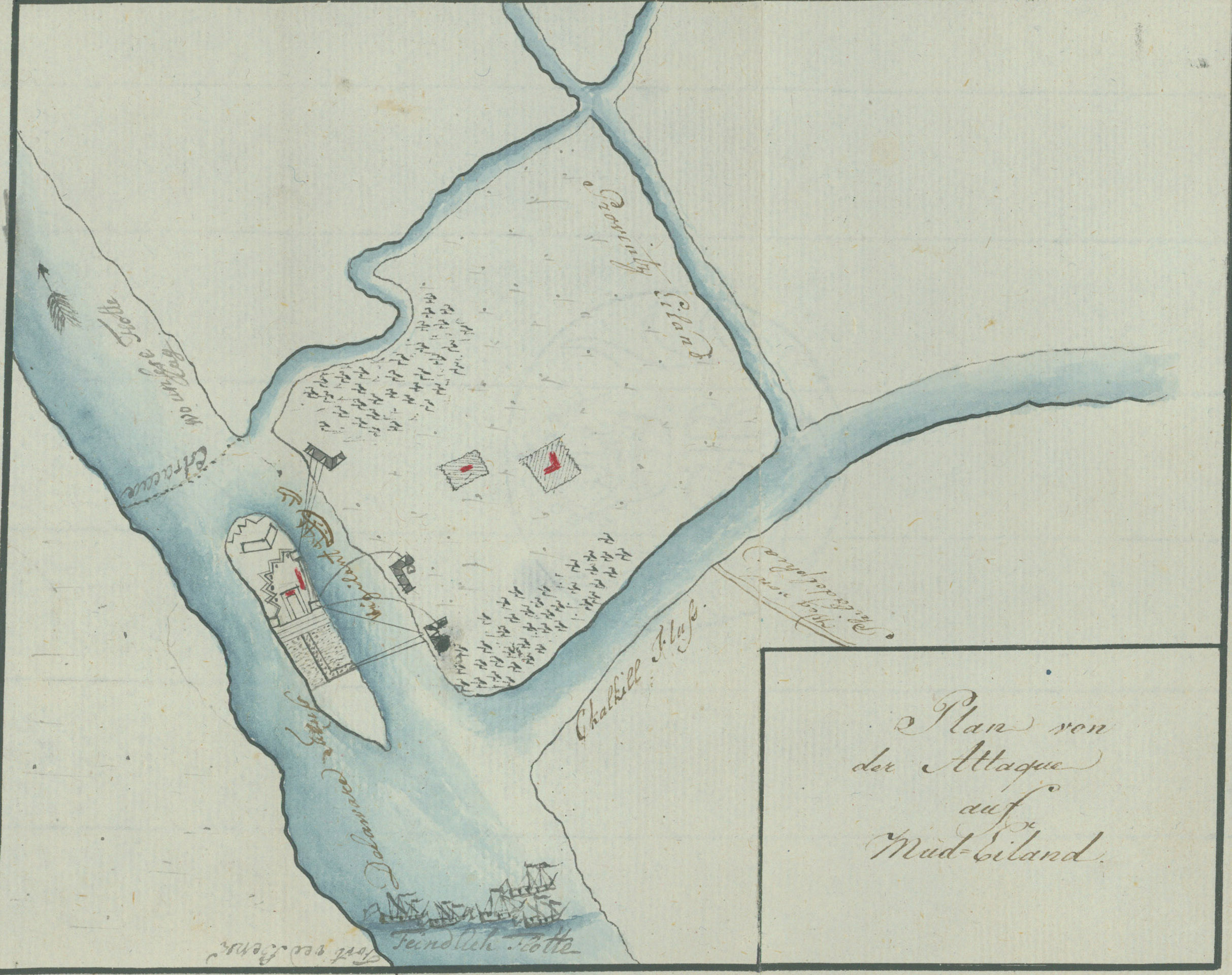 P107A - Plan of the attack on Mud Island
