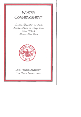 1992 December Commencement Program