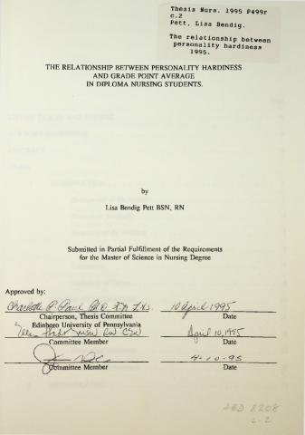 The relationship between personality hardiness and grade point average in diploma nursing students