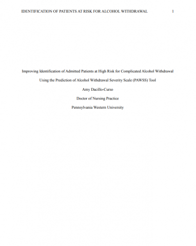 Improving Identification of Admitted Patients at High Risk for Complicated Alcohol Withdrawal Using 