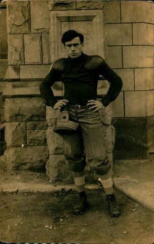 Sox Harrison in football gear at Niagara University, 1905