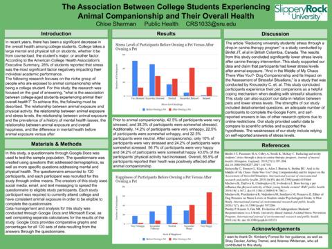 The Association Between College Students Experiencing Animal Companionship and Their Overall Health