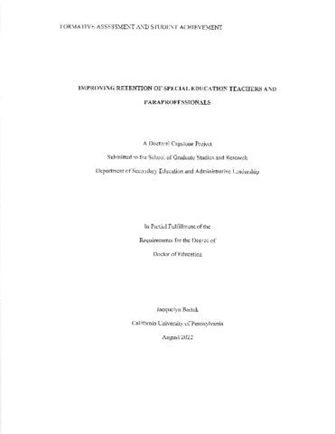 Improving Retention of Special Education Teachers and Paraprofessionals 