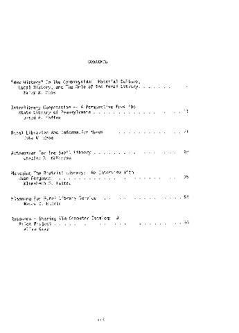 Volume 1, Number 3 1981 Table of Contents