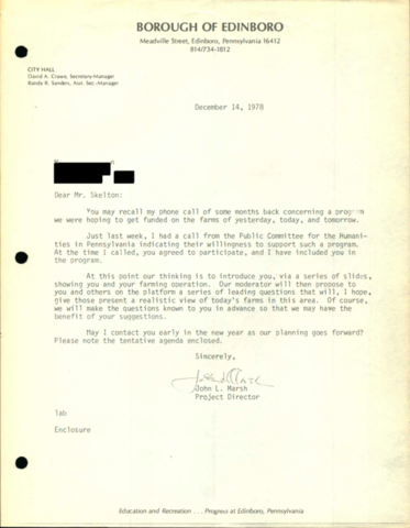 Letter from John Marsh to Jim Skelton, 12/14/1978