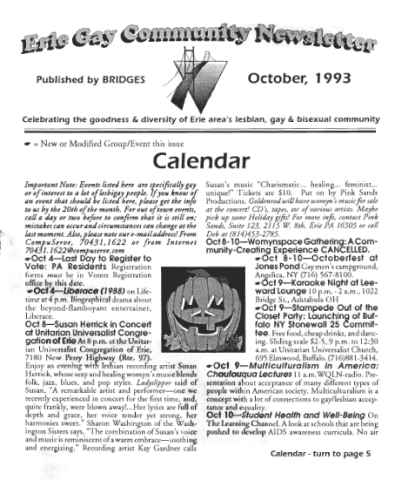 1993 issue 10 - Erie Gay Community Newsletter