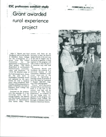 Grant awarded rural experience project, 02/28/1979