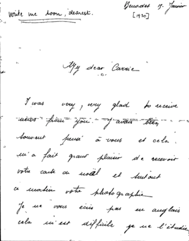 Correspondence to Carrie Goodell, 1930-1935