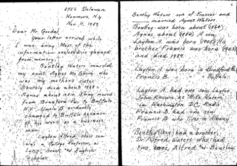 Correspondence to Carrie Goodell, 1989