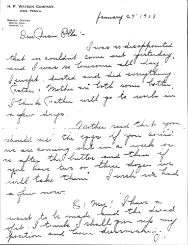 Correspondence to Ella Goodell, 1905-1922