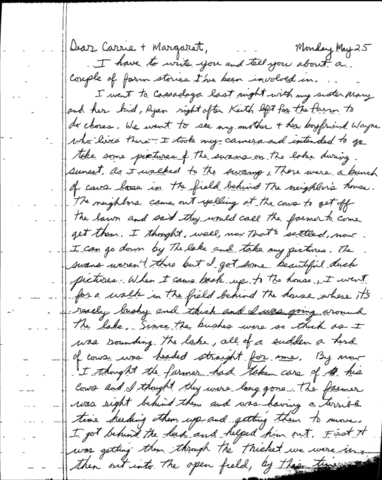 Correspondence to Carrie and Margaet Goodell, undated
