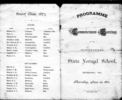 1873, Edinboro University Commencement