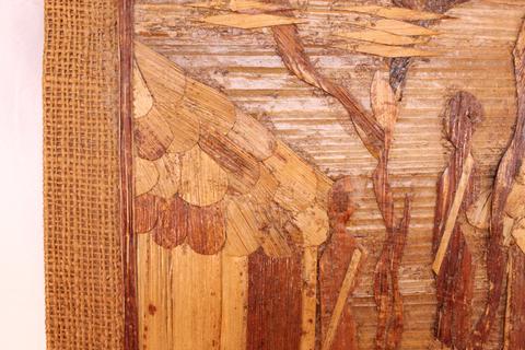 12x18 Burlap and wood fiber collage - close-up