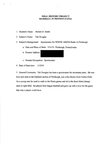 Douglas, Tab Interview Transcript