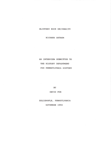 Ostrom, Richard Interview Transcript