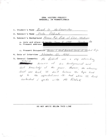 Poldiak, Pete Interview Transcript