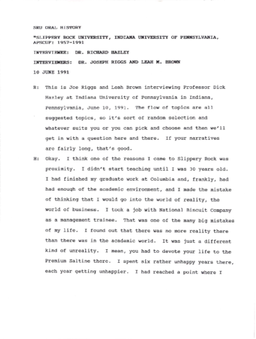 Hazley, Richard Interview Transcript