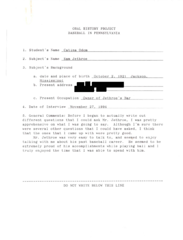 Jethro, Sam Interview Transcript