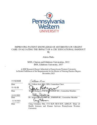 Improving Patient Knowledge of Antibiotics in Urgent care: Evaluating the Impact of a CDC Educationa
