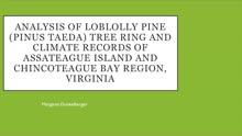 Analysis of Loblolly Pine (Pinus taeda) Tree Ring and Climate Records of Assateague Island and Chinc