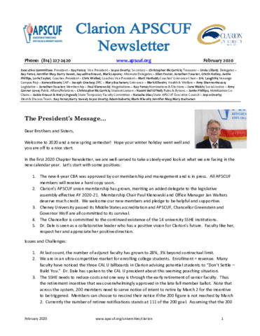 2020-02 Clarion APSCUF Newsletter