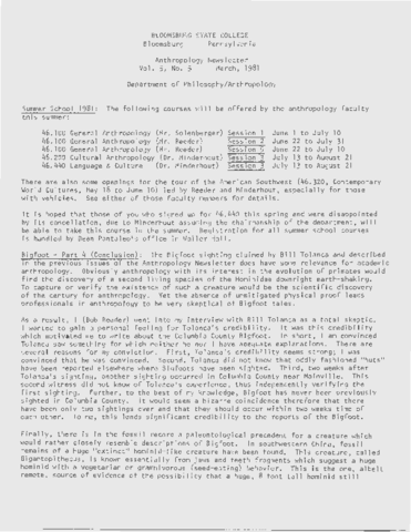 1981-03 Anthropology Newsletter
