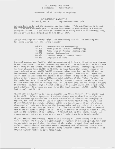 1984-09 Anthropology Newsletter